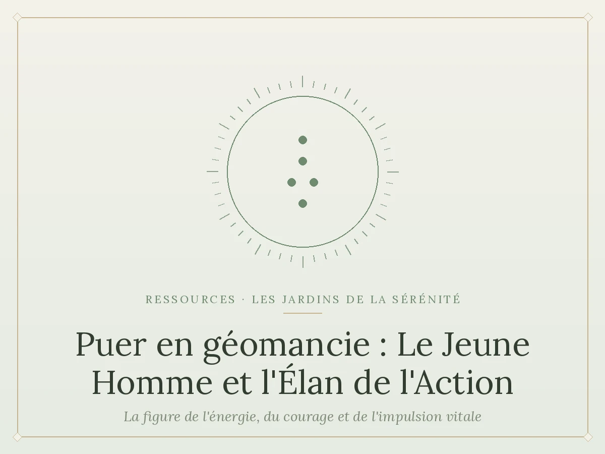 Puer en géomancie : Le Jeune Homme et l'Élan de l'Action